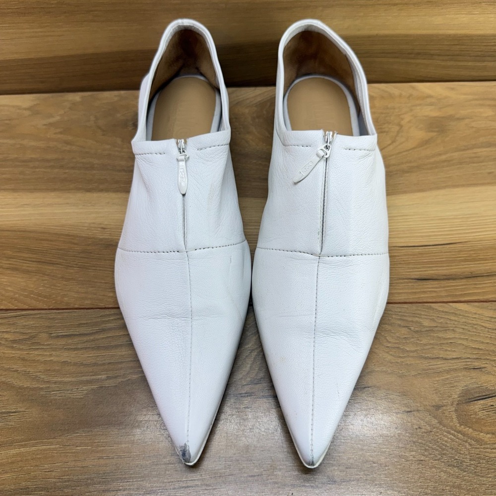 MM6 Maison Margiela Paris Zip Pointed Toe Flats 9 9.5 EU 40 White Soft Leather - Picture 5 of 10